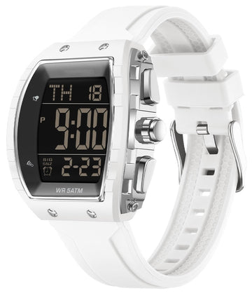 Findtime Men Digital Watches Dual Time Zone with LED Backlight Alarm Stopwatch Silicone Strap 5ATM Waterproof for Travel/Sport/Business Easy Read Fashion Birthdays Gift for Him